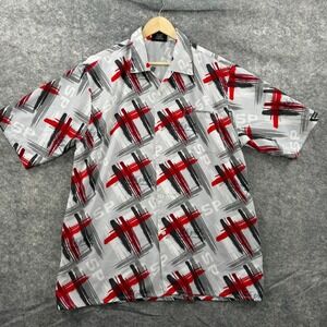 VTG South Pole Shirt Mens Large White Red Button Up Streetwear Hip Hop 90s Y2K